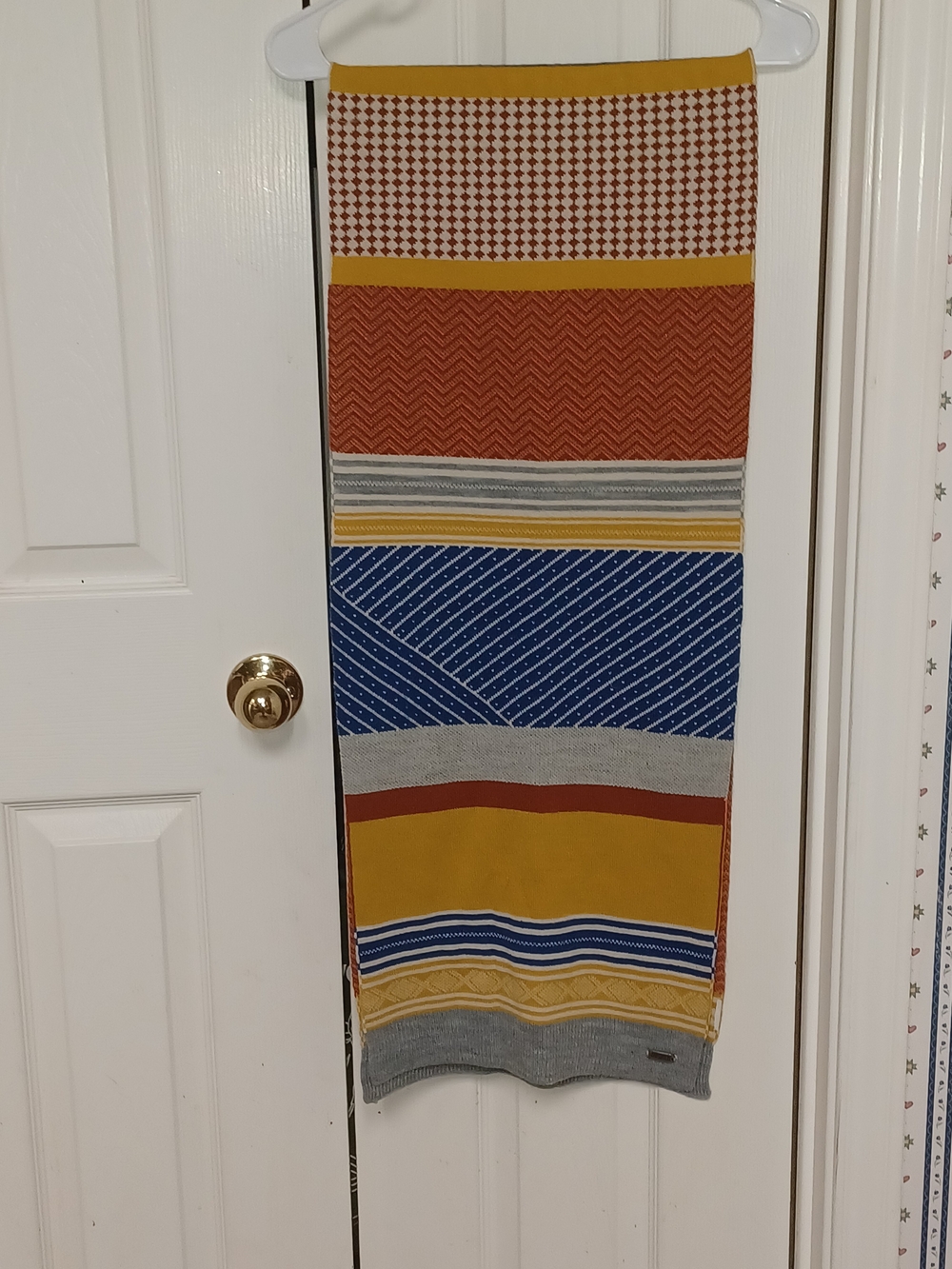 Duluth Trading Co Striped Multicolor Yellow, Blue, Rust, Gray Scarf